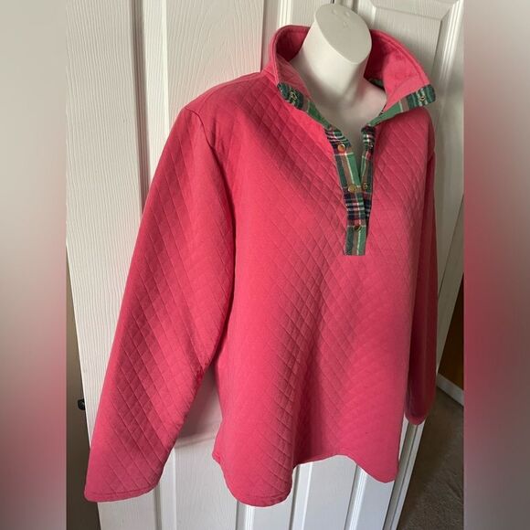Women’s Quilted Pullover With Plaid Accents Size M 8/10 - Picture 3 of 7